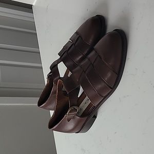 Nordstrom fisherman all leather shoes Brown Sz 7